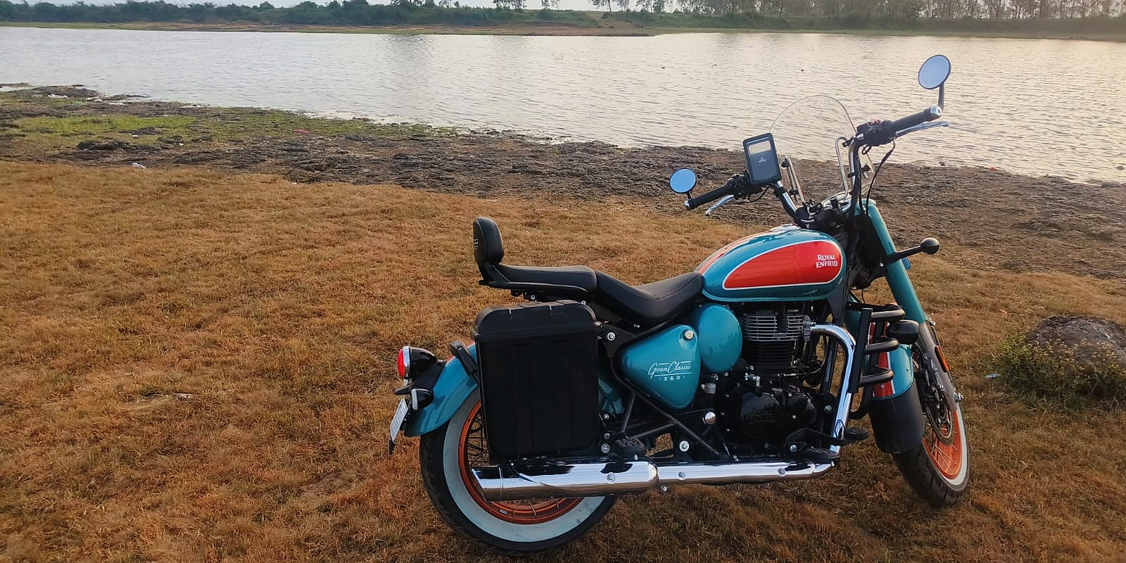 Royal Enfield by the water